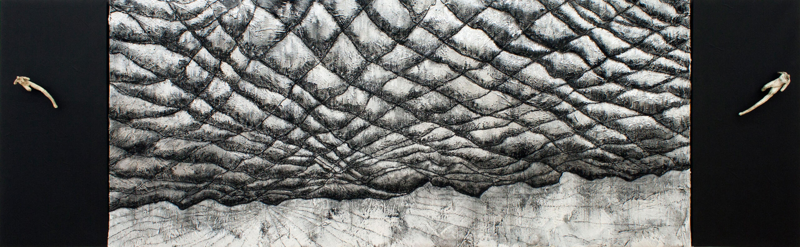 Ground, 2012. Copper with silver, acryl, wood coal.