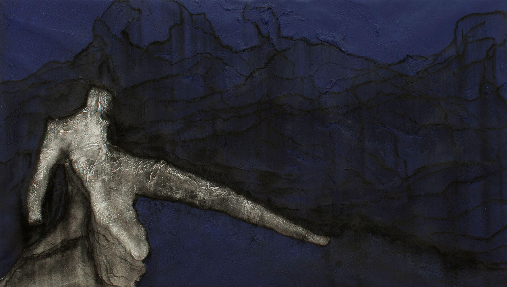 Hold-up, 2012. Acryl, wood coal.
